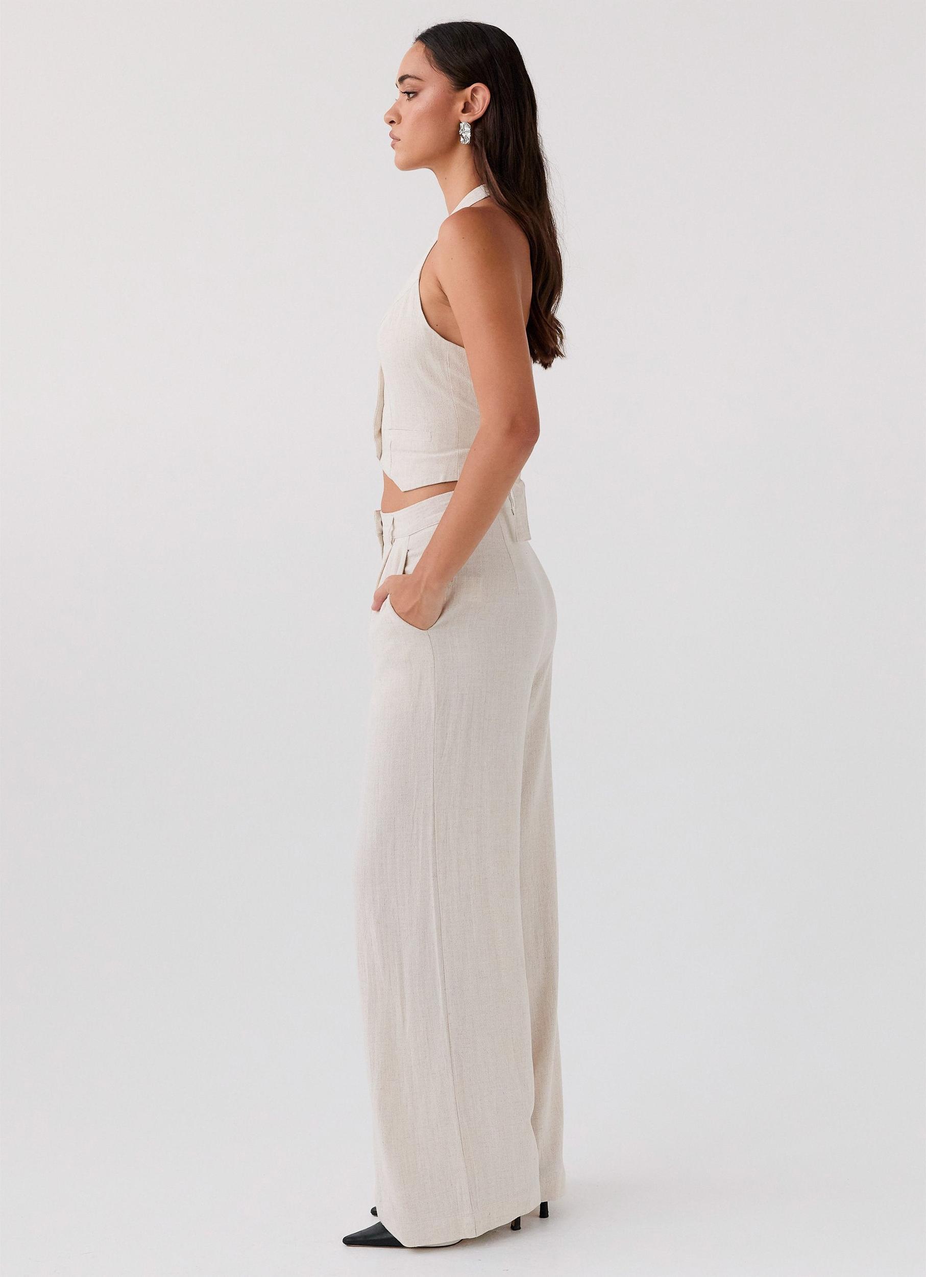 Heatwave Linen Pants - Oatmeal Product Image