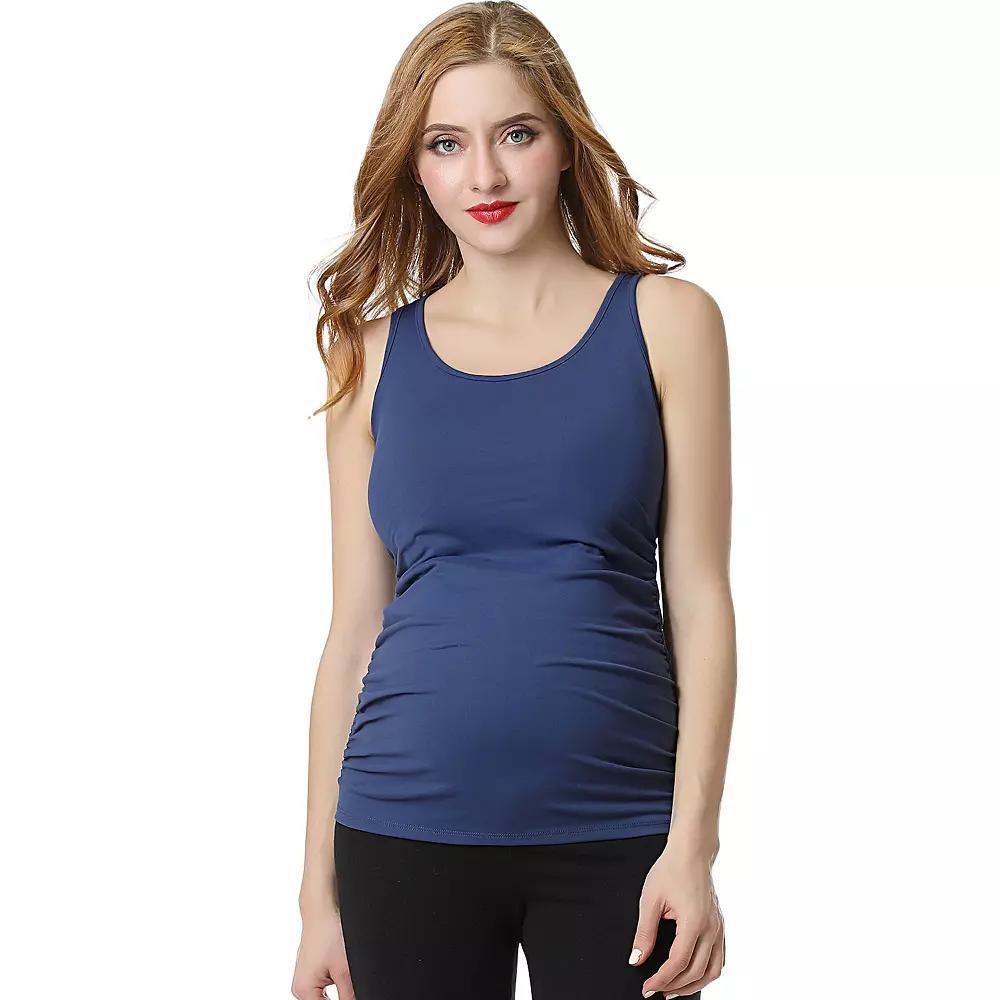 Maternity Pokkori Ruched Active Tank Top, Womens Blue Product Image
