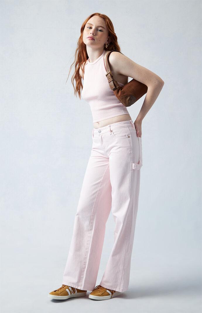 Womens Eco Pink Carpenter Low Rise Baggy Jeans Product Image