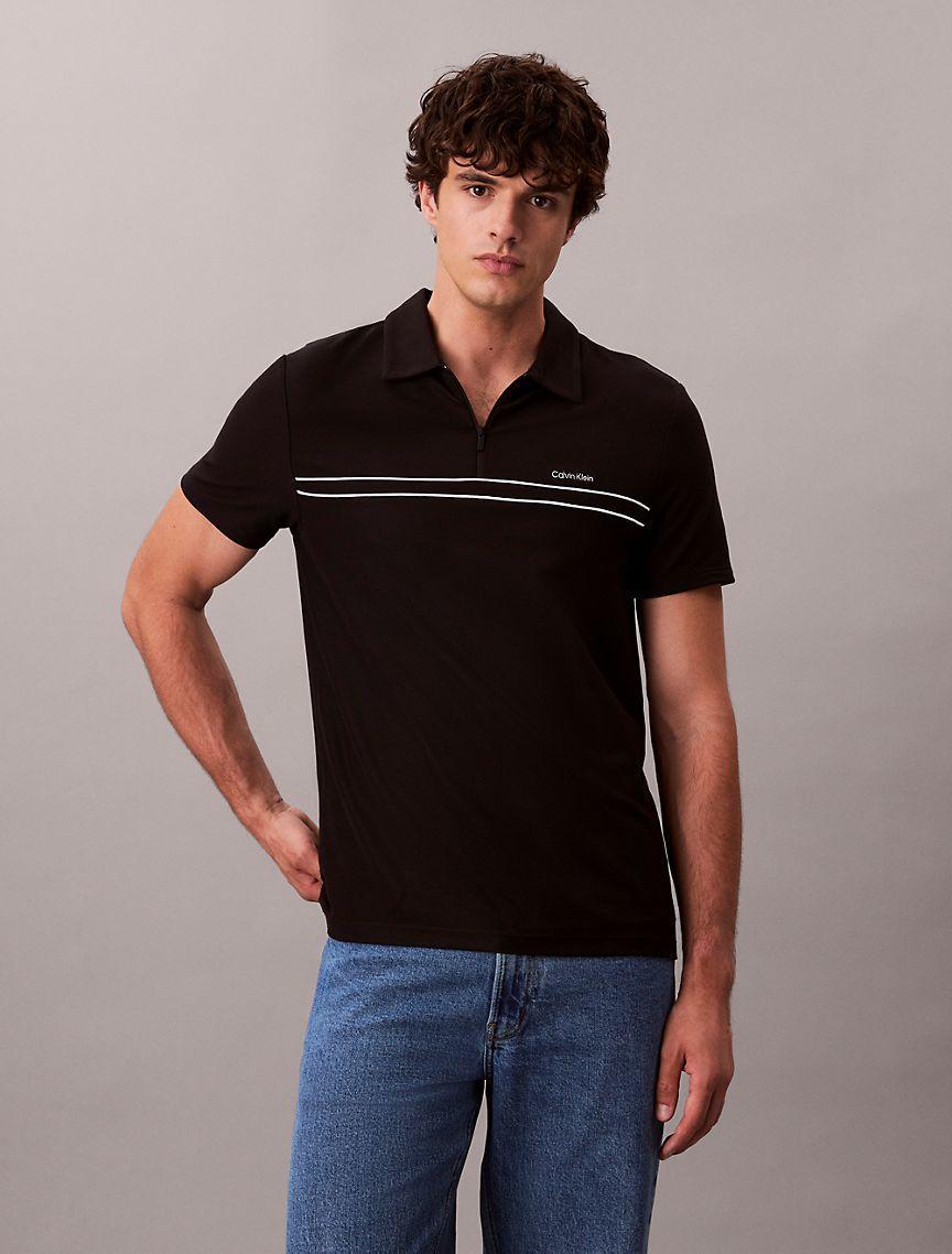 Contrast Piping Quarter Zip Polo Shirt  Product Image