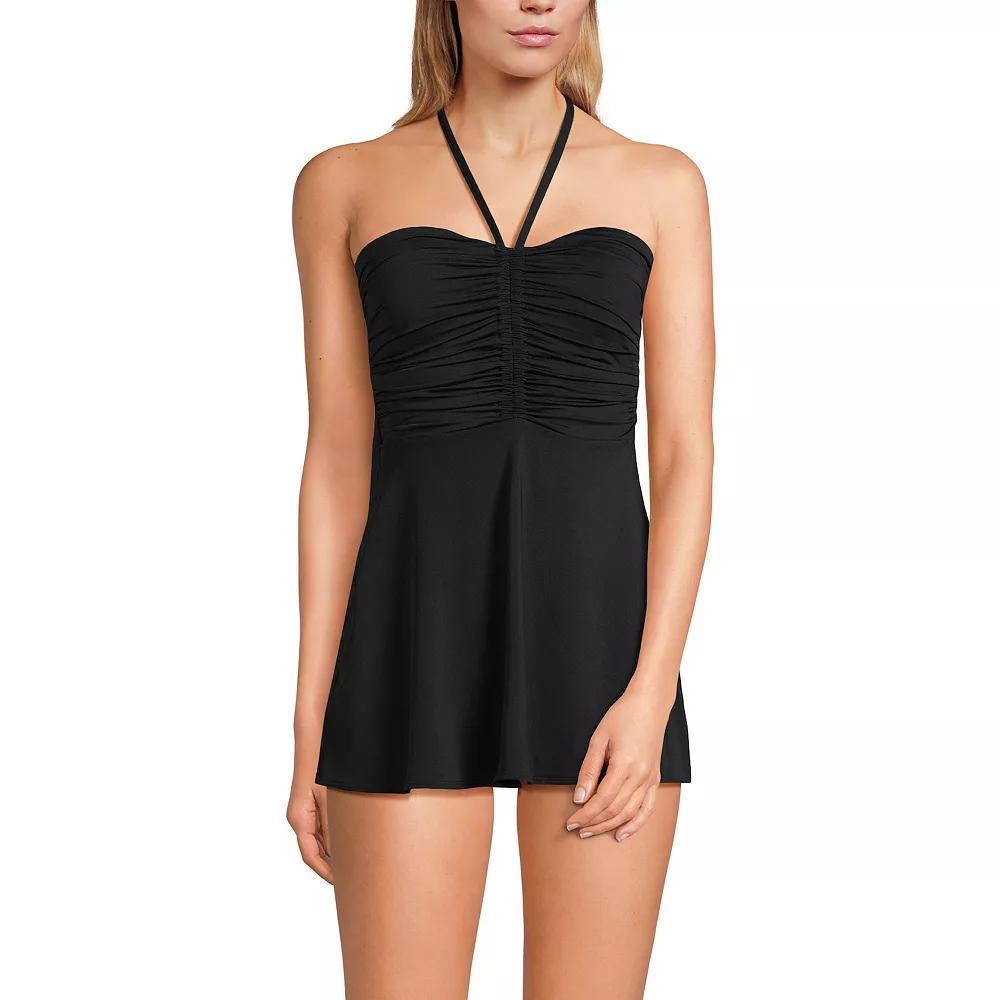 Women's Lands' End Ruched Multi-Way Mini Swim Dress Swimsuit, Size: 14, Purple Olive Ombre Product Image