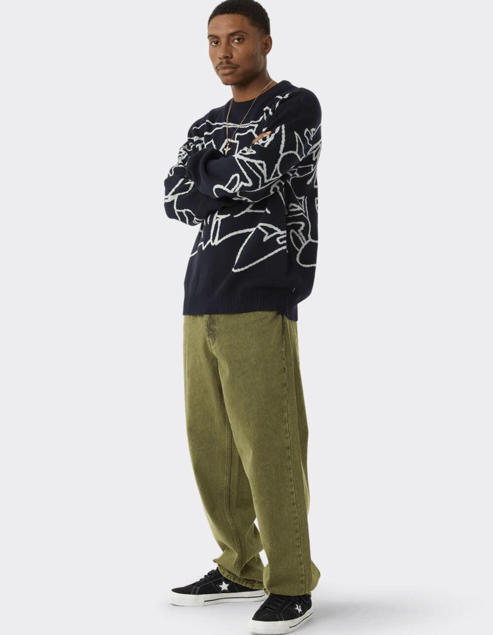 HUF Cromer Washed Mens Baggy Jeans - DK GREEN Product Image