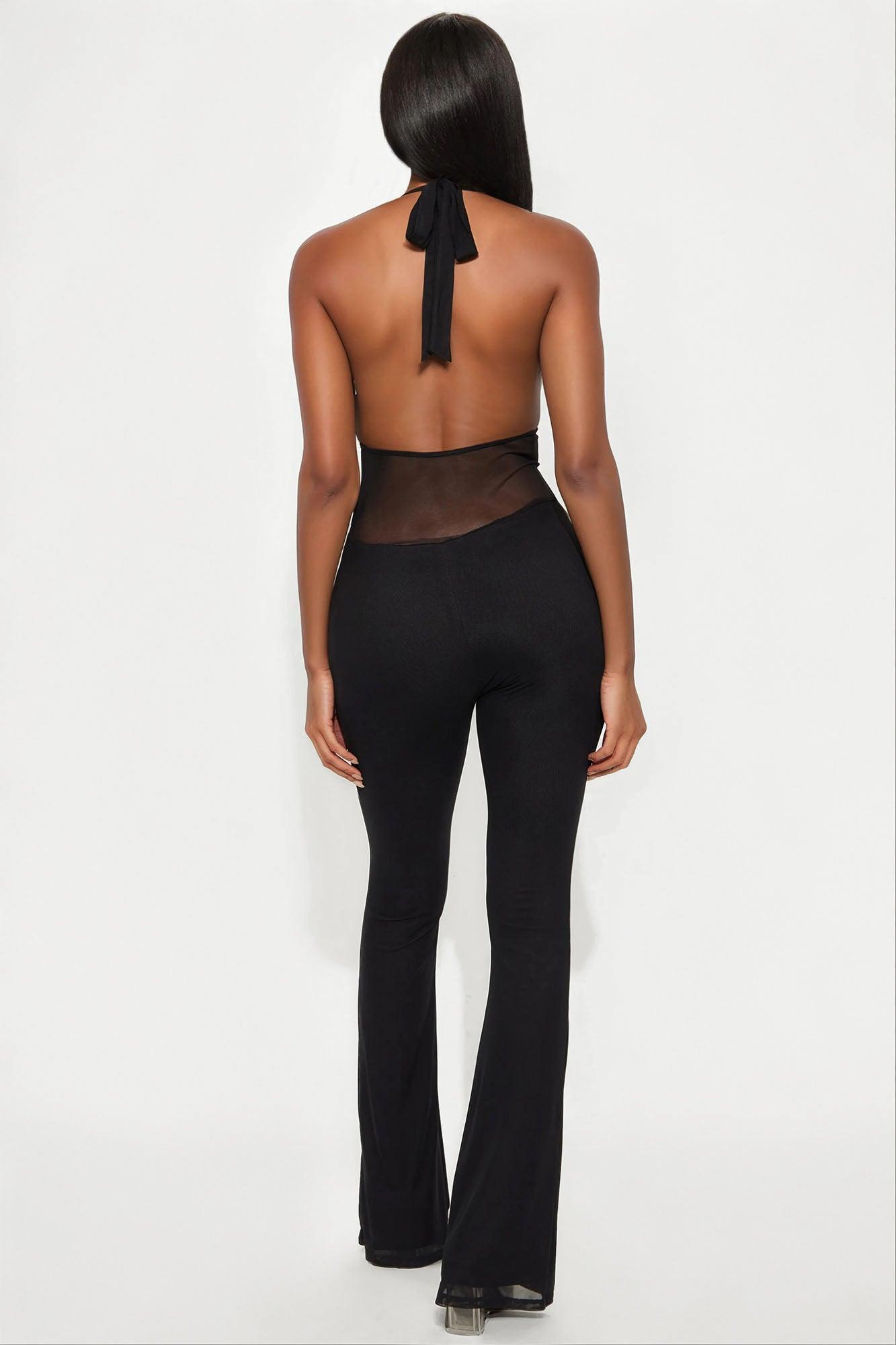Valentina Mesh Cut Out Jumpsuit - Black Product Image