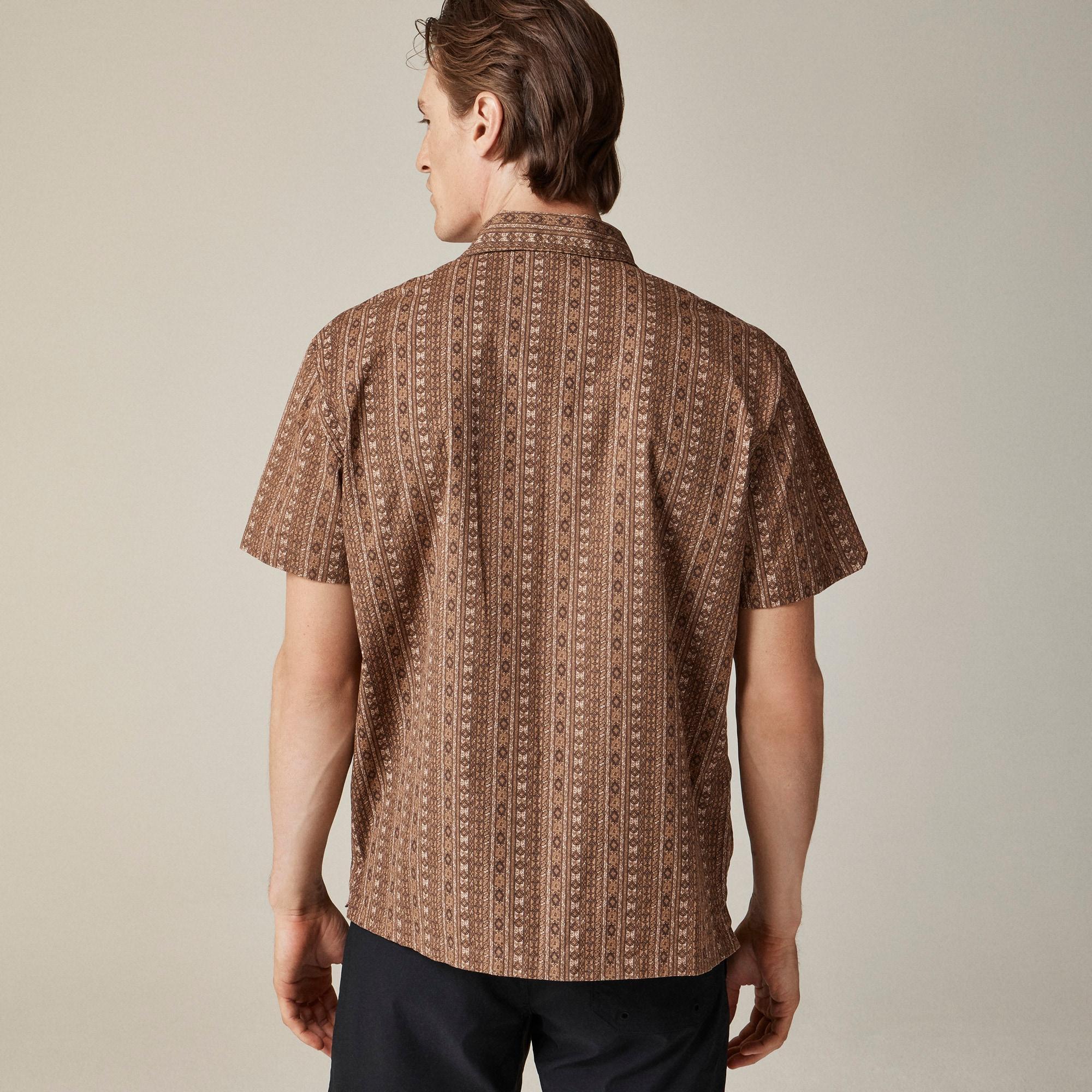 Short-sleeve Secret Wash cotton poplin camp-collar shirt Product Image