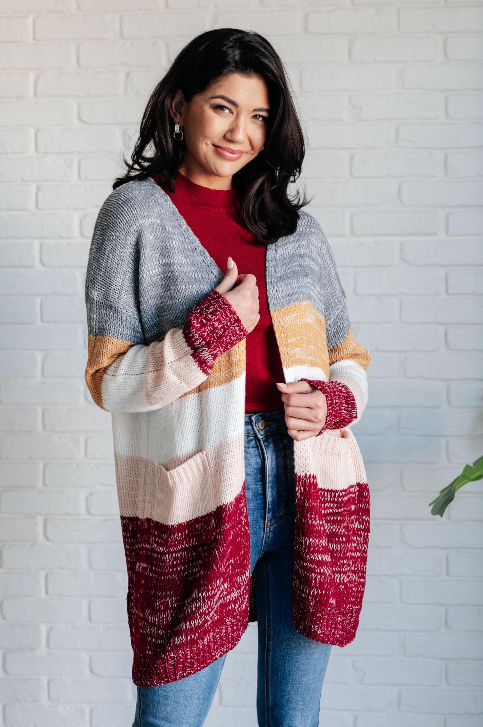 Bring the Warmth Color Block Cardigan Product Image