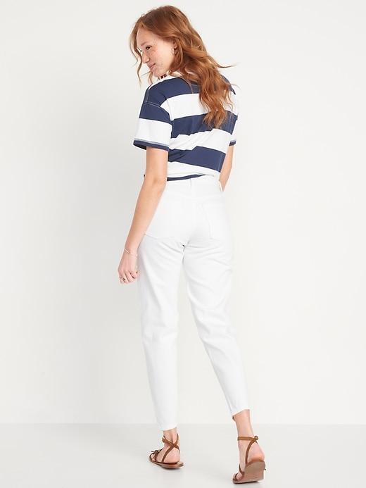 Mid-Rise Button-Fly Slouchy Taper Crop Jeans Product Image