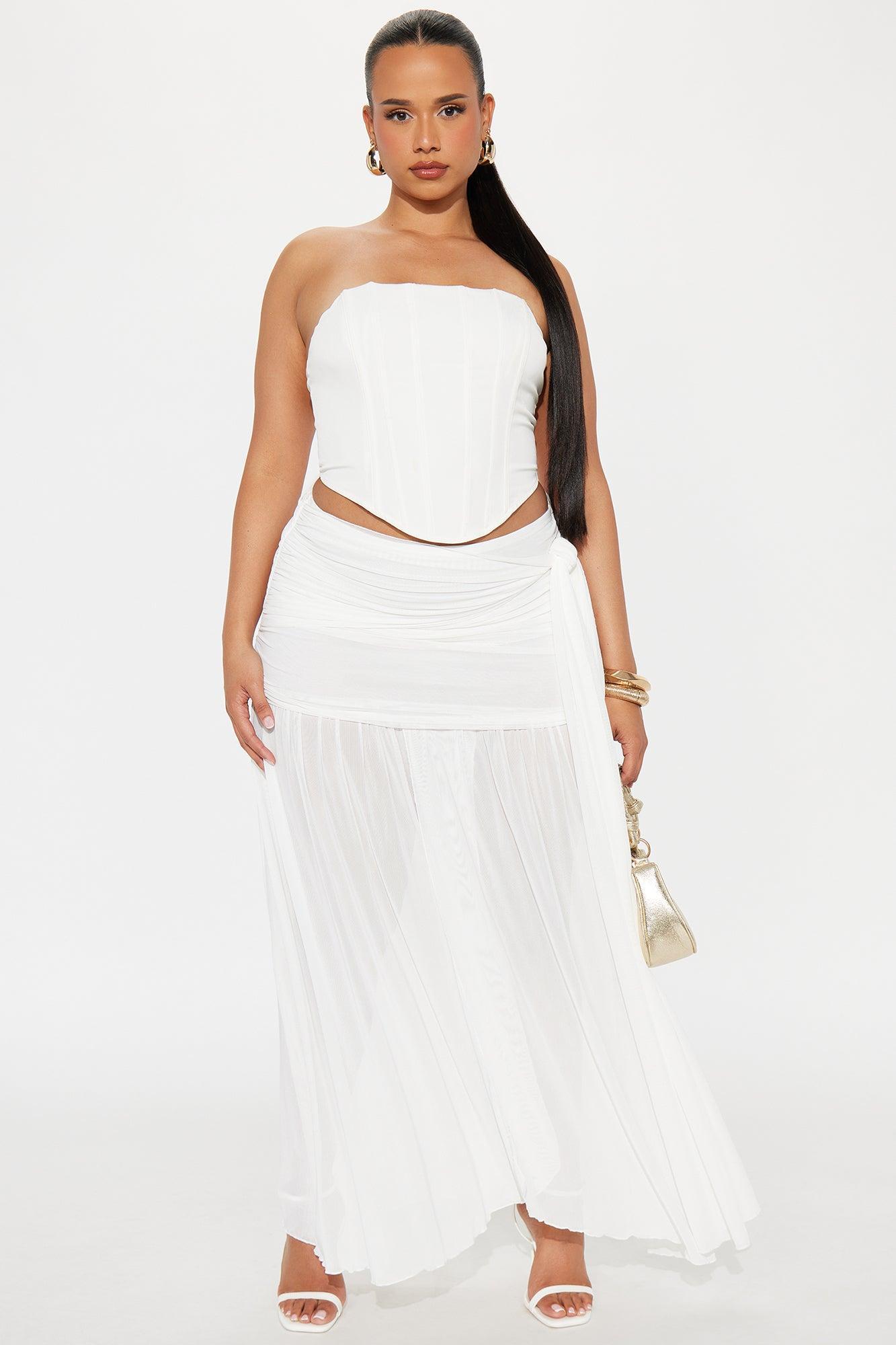 Midnight In Mykonos Sheer Mesh Maxi Skirt - White Product Image