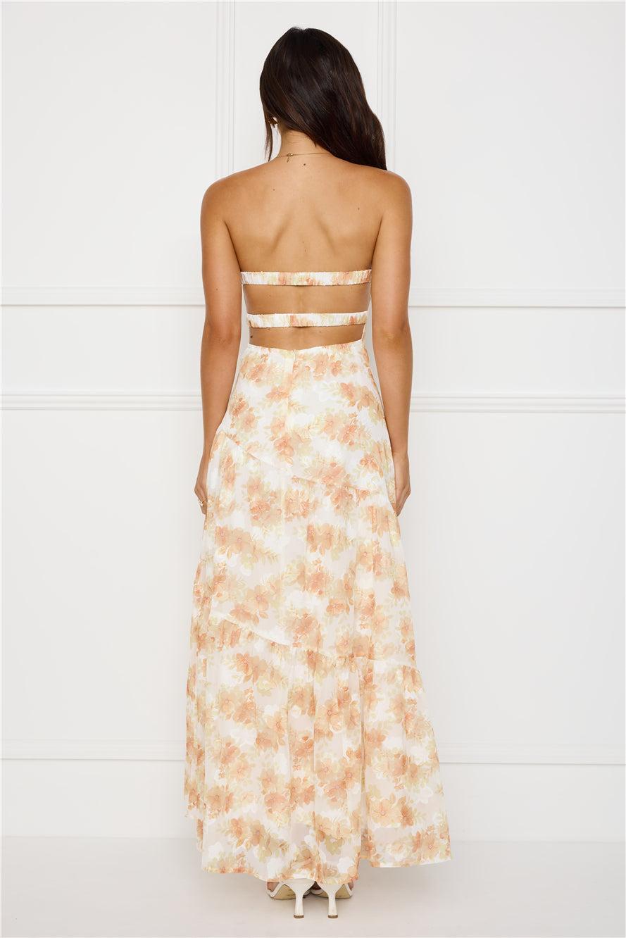 Autumn Clover Strapless Maxi Dress Orange Product Image