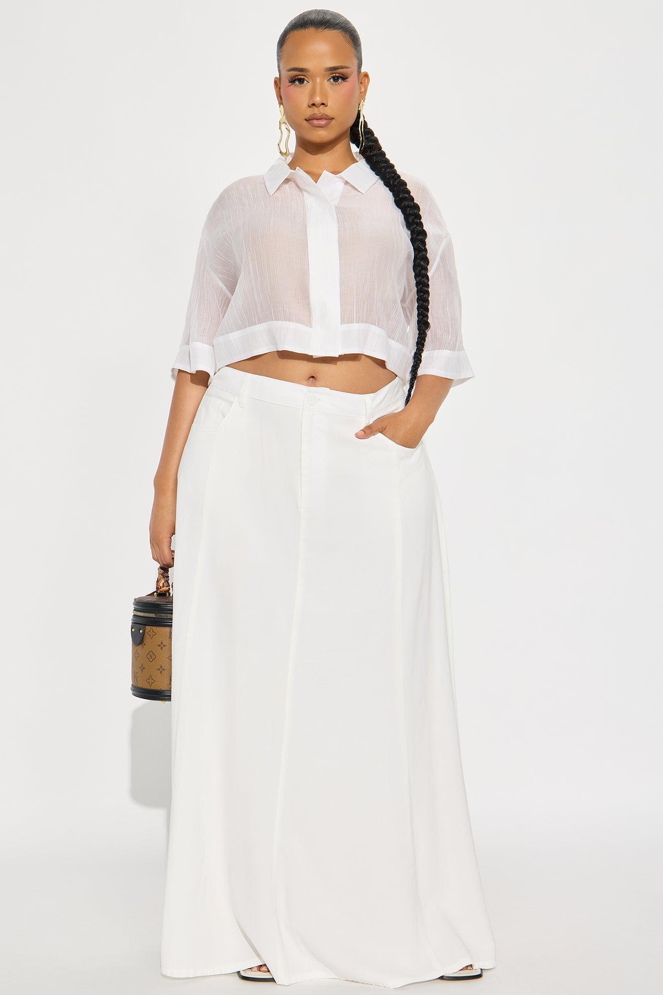 Harlow Maxi A Line Pleated Rayon Blend Skirt - Ivory Product Image