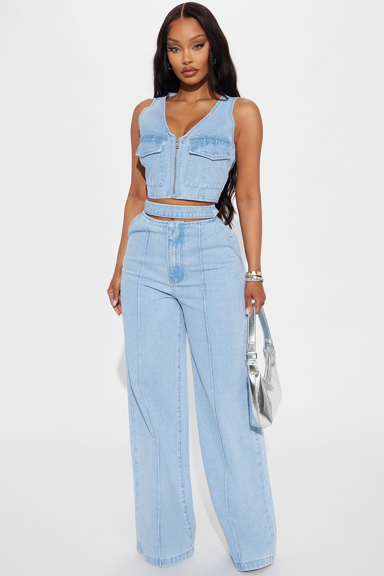 Showing It Off Cargo Denim Vest - Light Wash Product Image