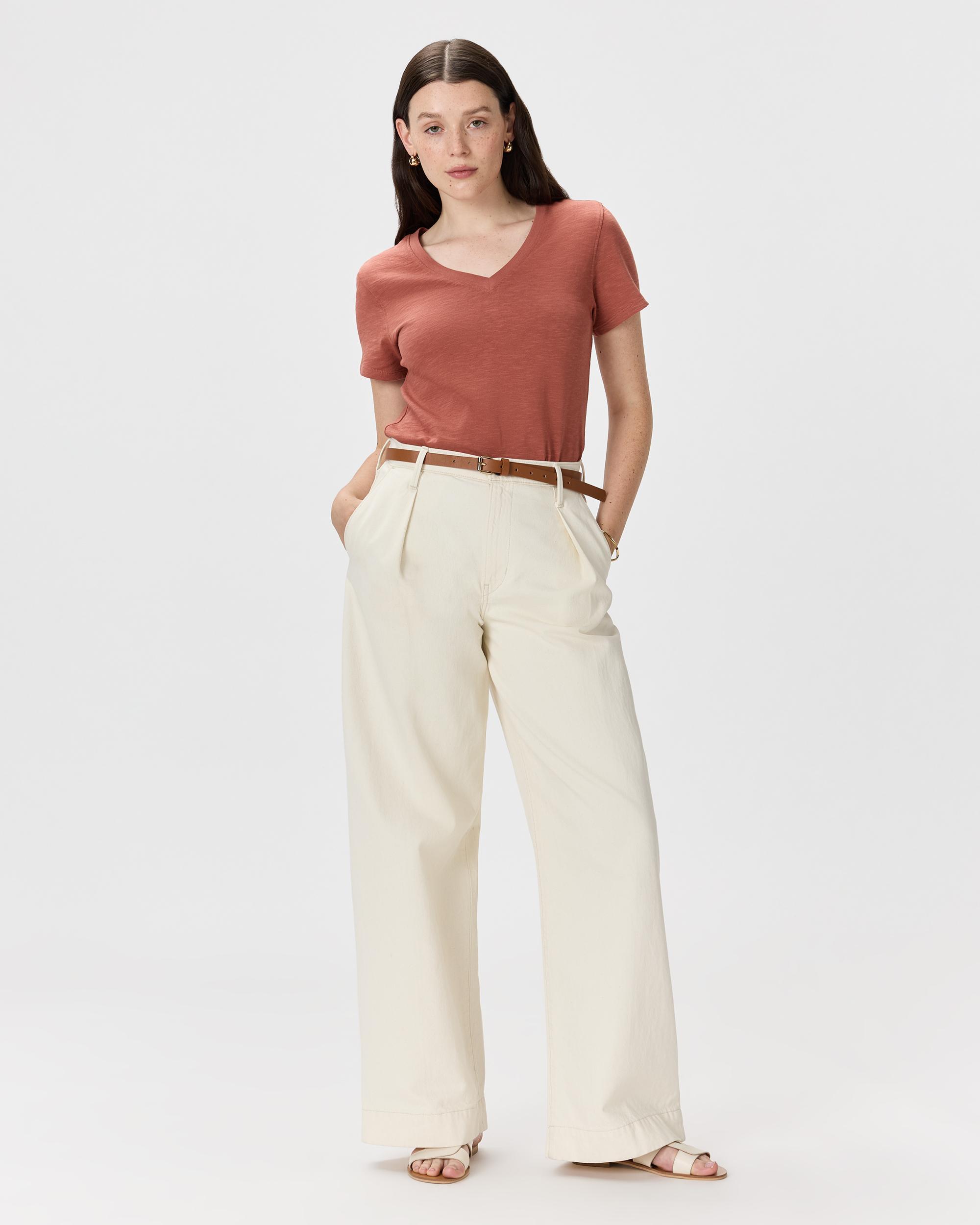 Quince | Women's Slub V-Neck T-Shirt Size XL, Organic Cotton Product Image
