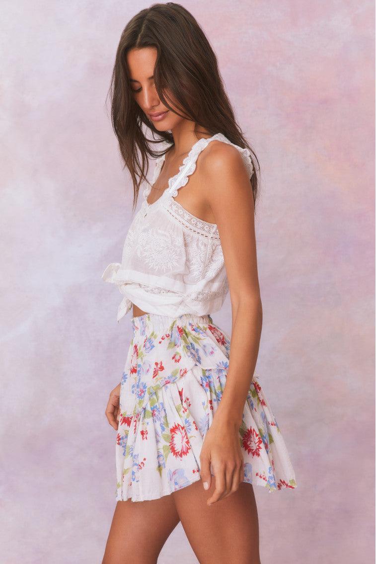 Ruffle Mini Floral Skirt Product Image