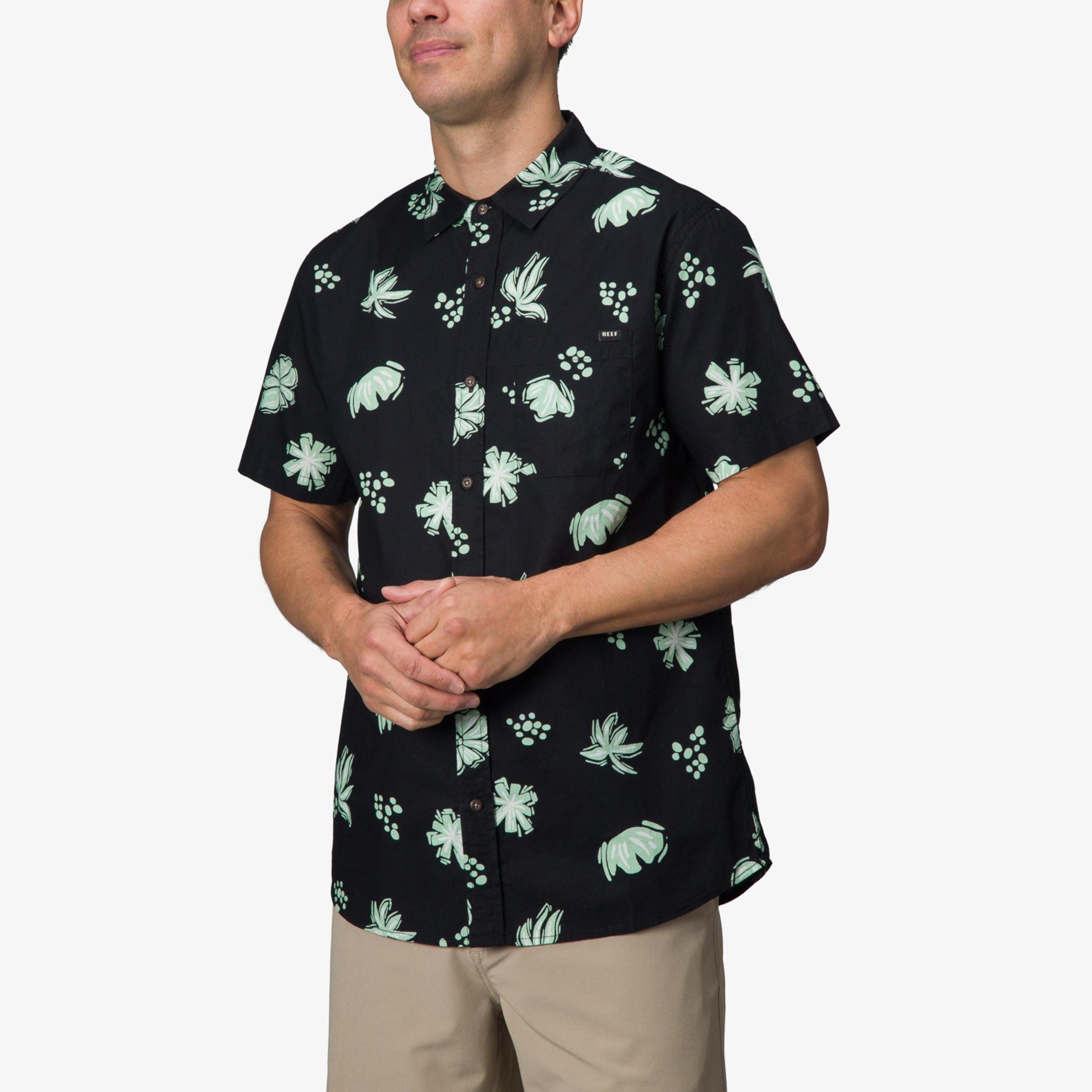 Men's REEF Short Sleeve Button-Down Shirt, Size: XL, Black Product Image