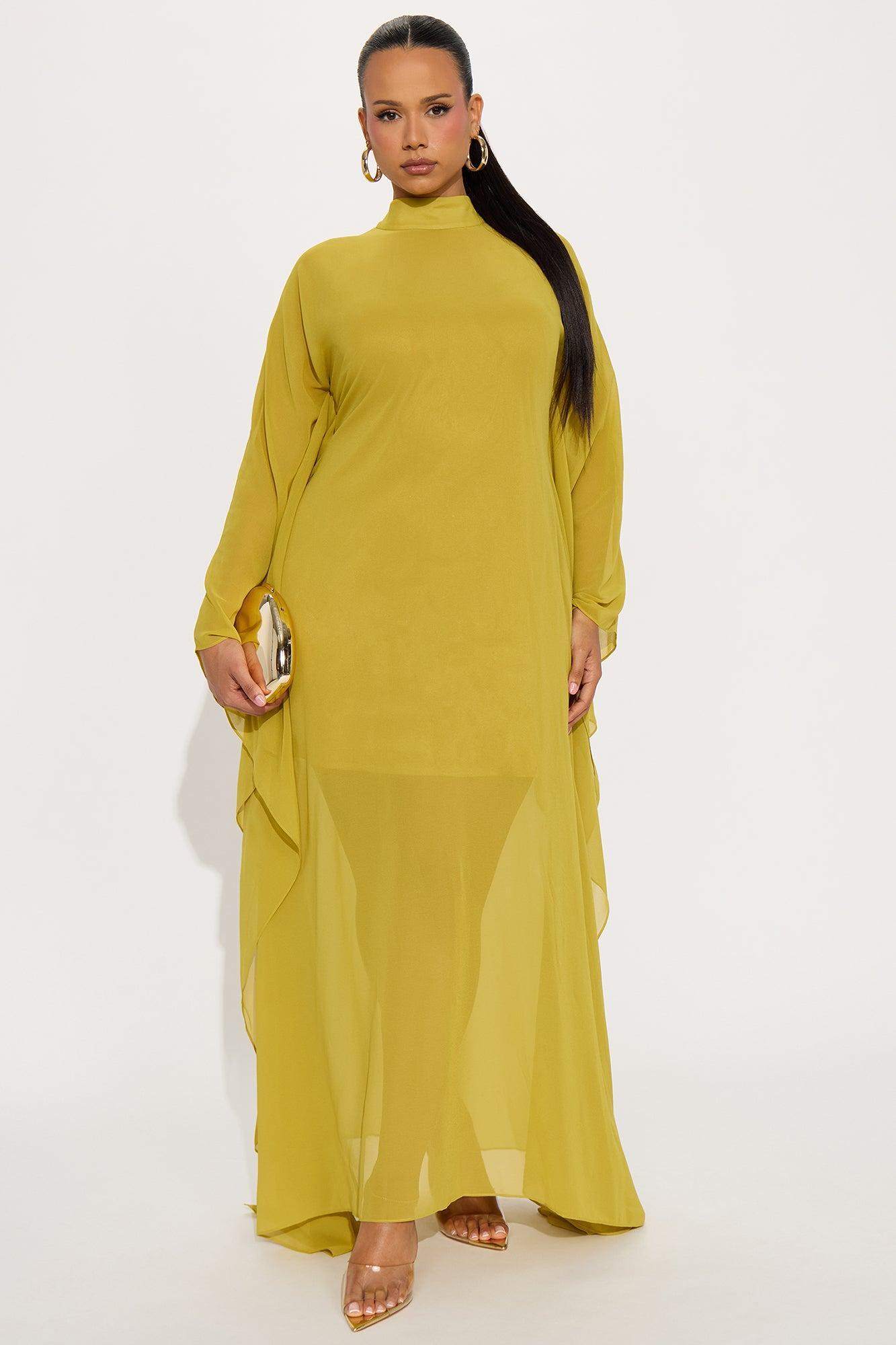 Flying High Chiffon Maxi Dress - Chartreuse Product Image