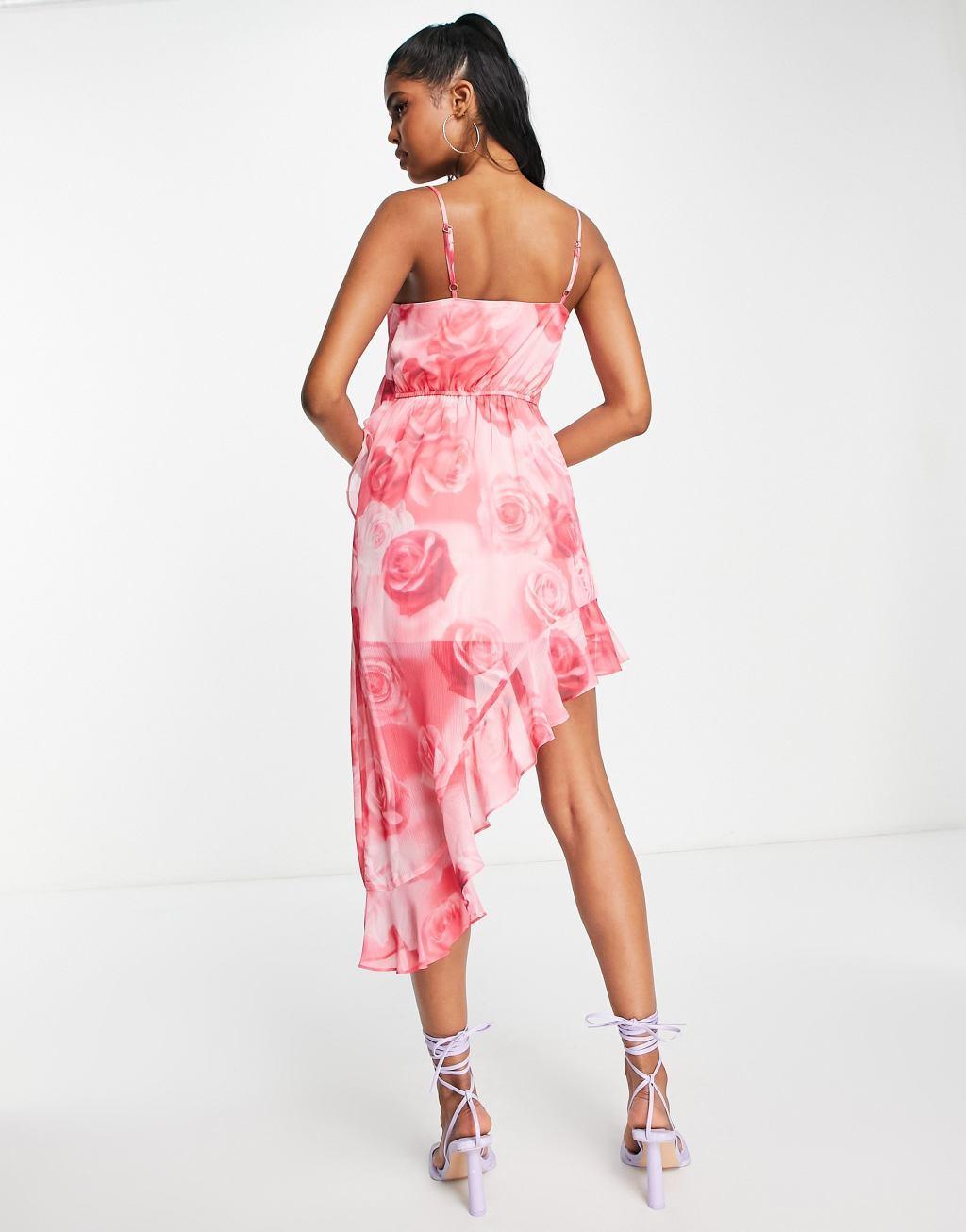 Miss Selfridge chiffon asymmetrical hem mini dress Product Image