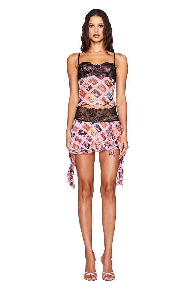 SILO MINI SKIRT - MULTI : GIA FACE CARD Product Image