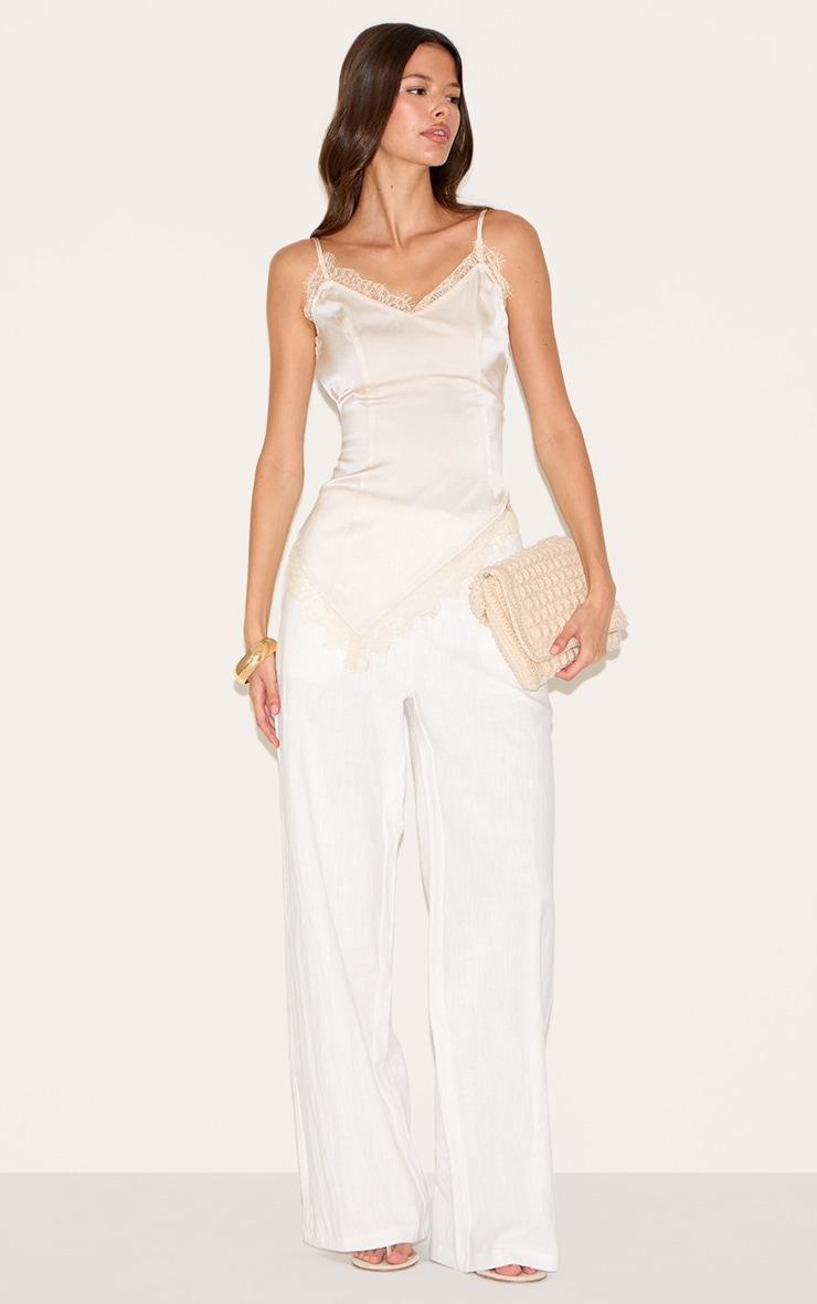 Nude Satin Strappy Lace Detail Cami Product Image