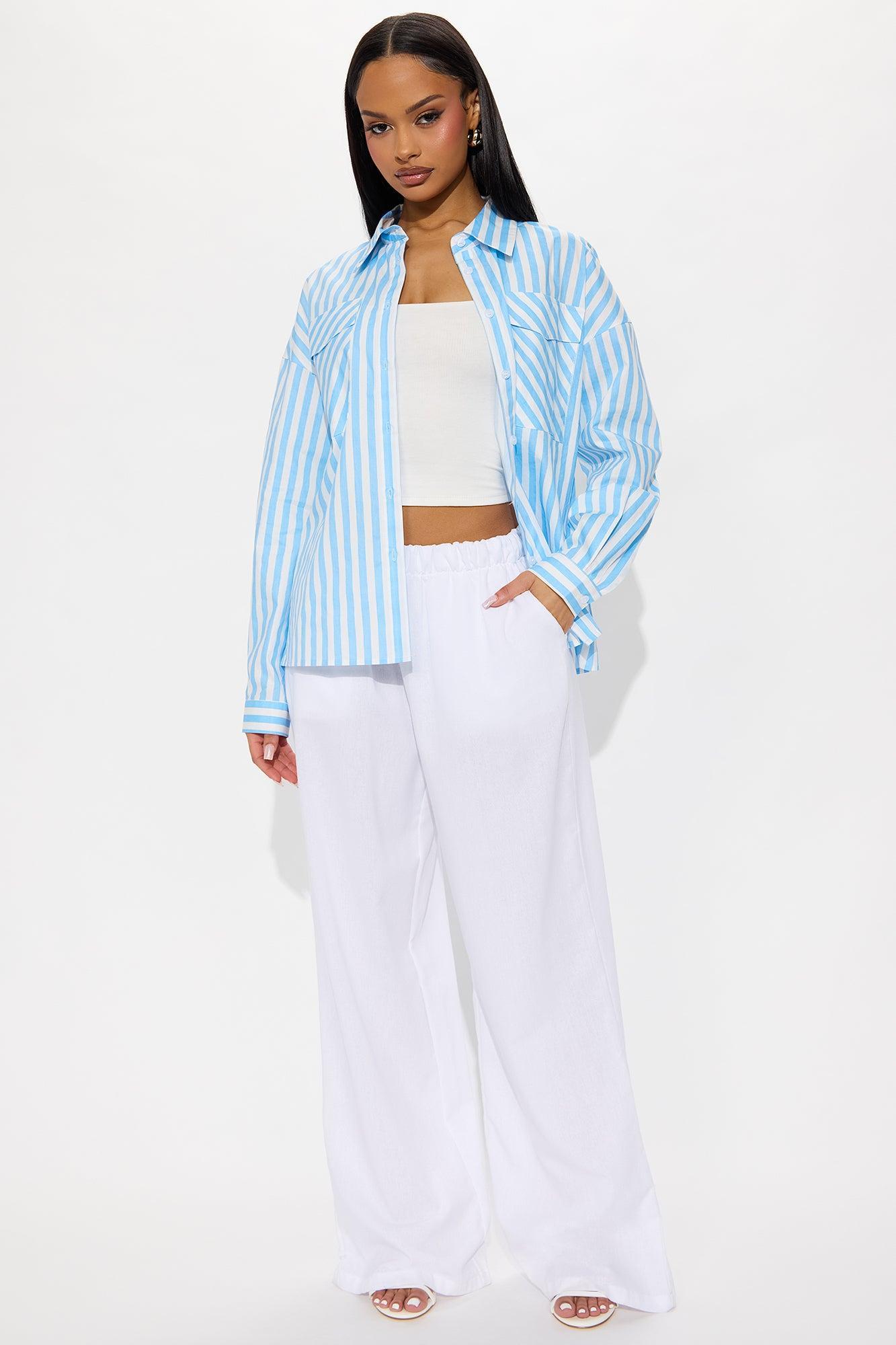 Between The Stripes Poplin Shirt - Blue/combo Product Image