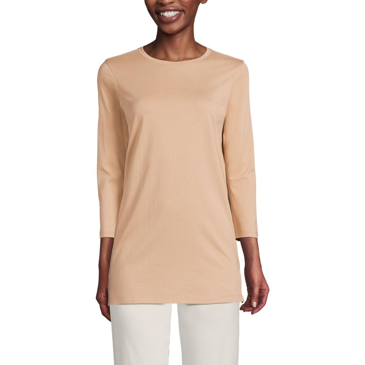 Women's Lands' End Supima Cotton Crewneck Tunic, Size: XL, Fresh Ivory Product Image