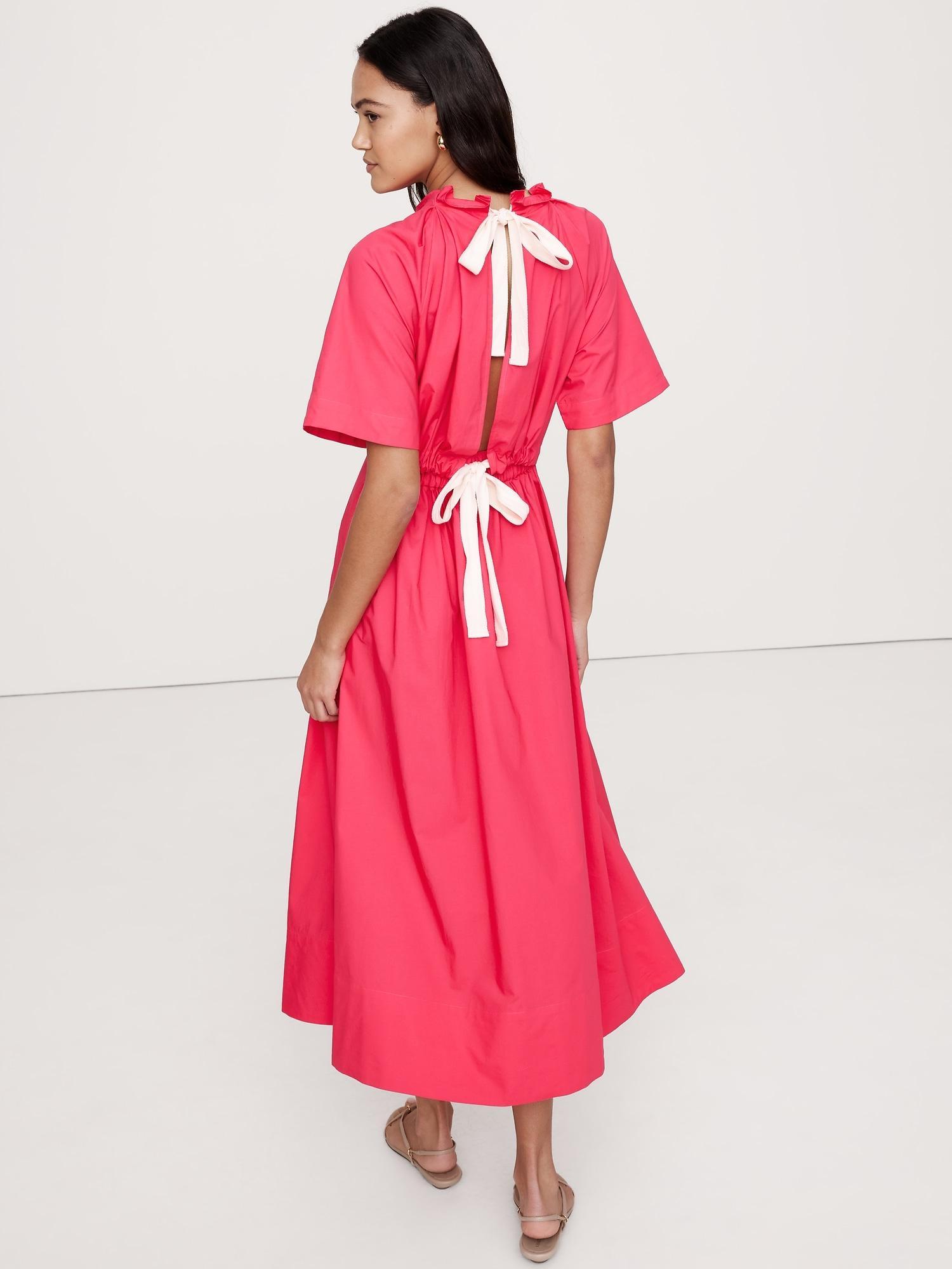 Poplin Open-Back Maxi Dress Product Image