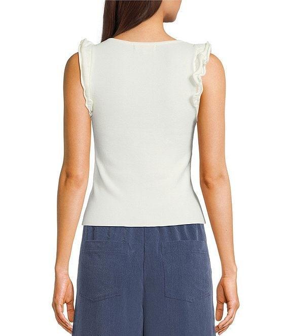 Evolutionary Scoop Neck Flutter Sleeve Knit Top Product Image