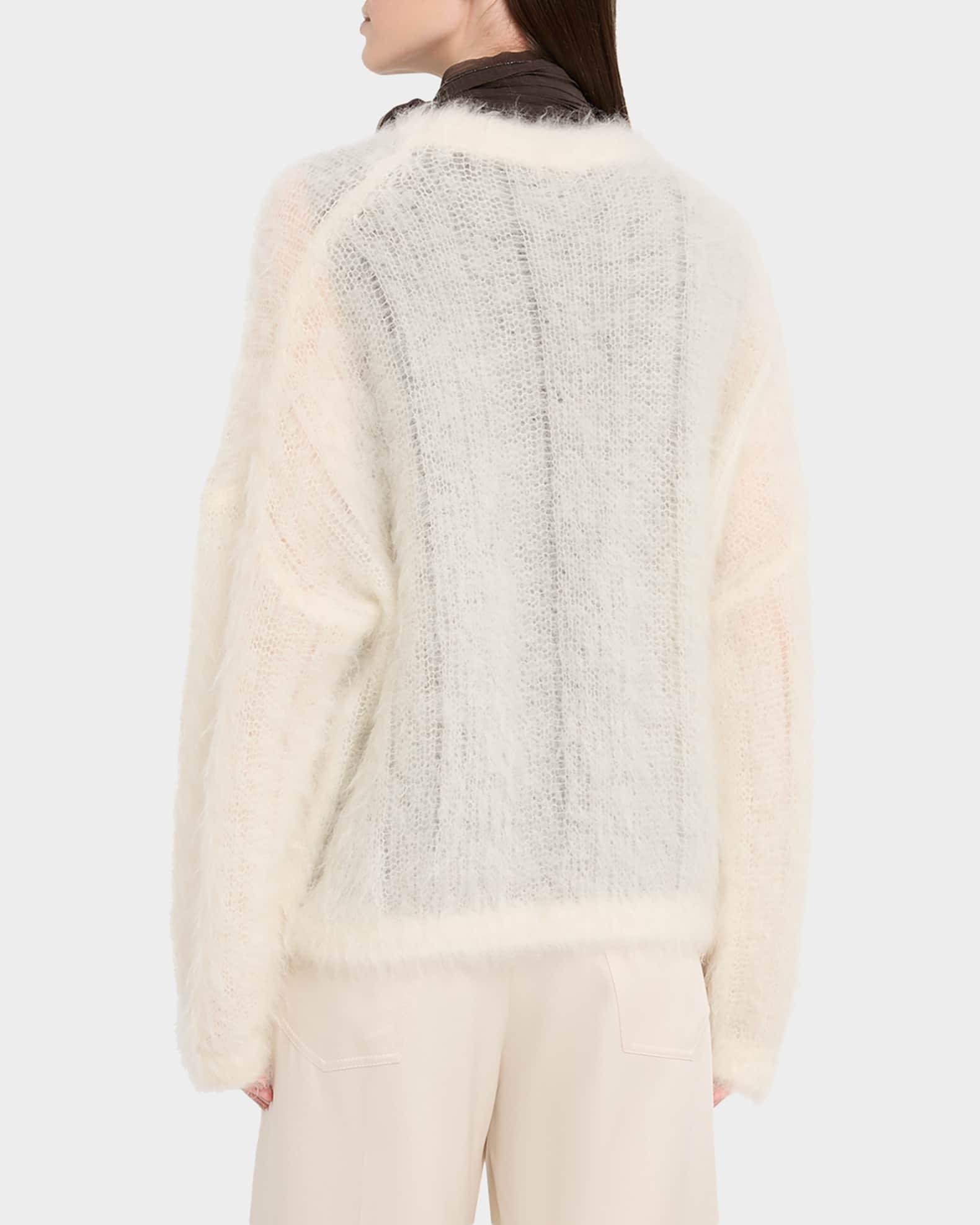 Mohair Cozy Candy Floss Knit Crewneck Sweater Product Image