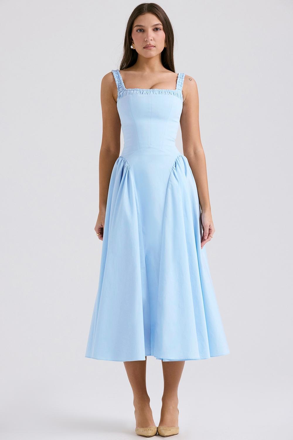 Dorothy Italian Azure Cotton Midi Sundress Product Image