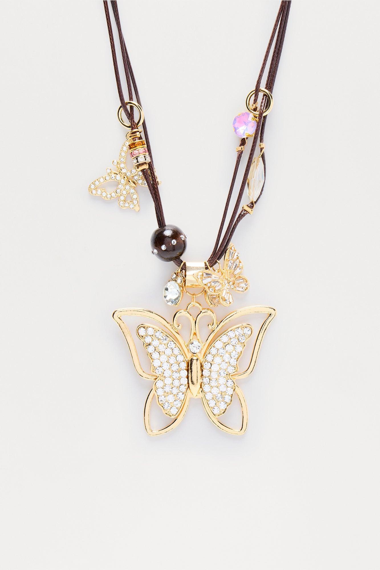 Eternal Butterfly Layered Necklace - Brown Combo Female Product Image