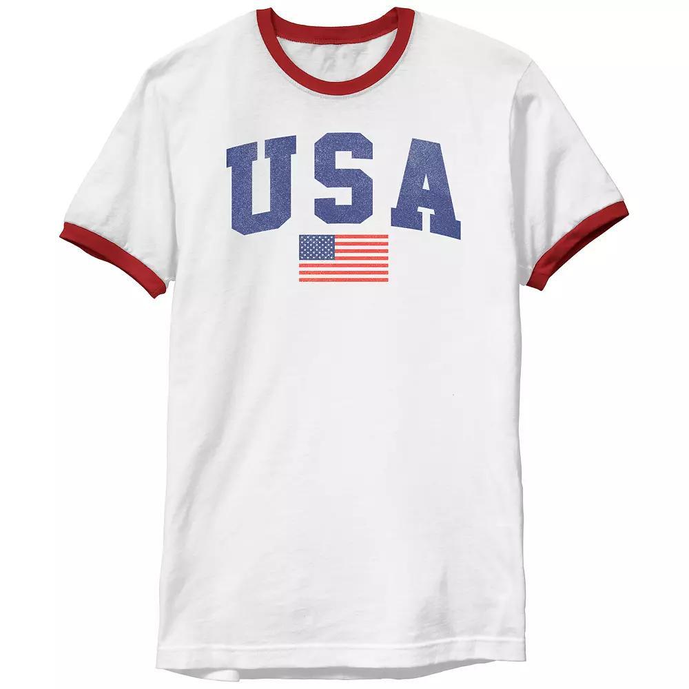 Mens USA Flag Ringer Graphic Tee Product Image