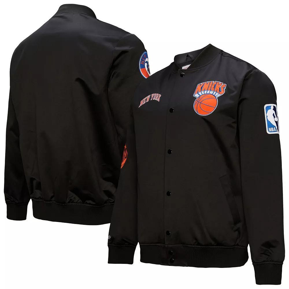 Men's Black New York Knicks Hardwood Classics Blackout Collection Satin Full-Zip Jacket, Size: 2XL Product Image
