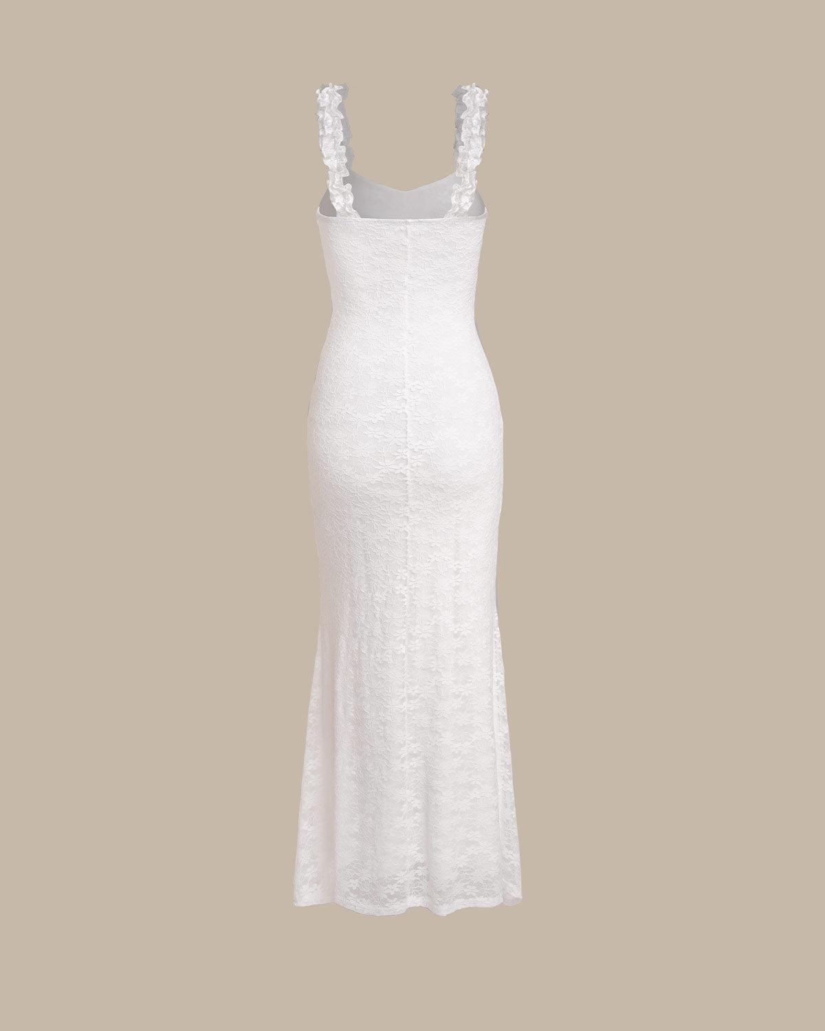 White Lace Bodycon Slip Maxi Dress Product Image