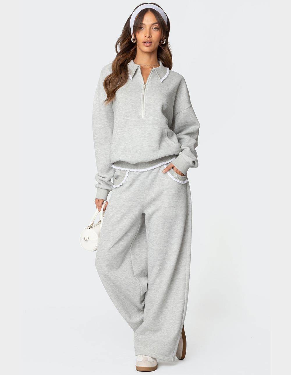 EDIKTED Ashtin Ruffle Trim Sweatshirt Product Image