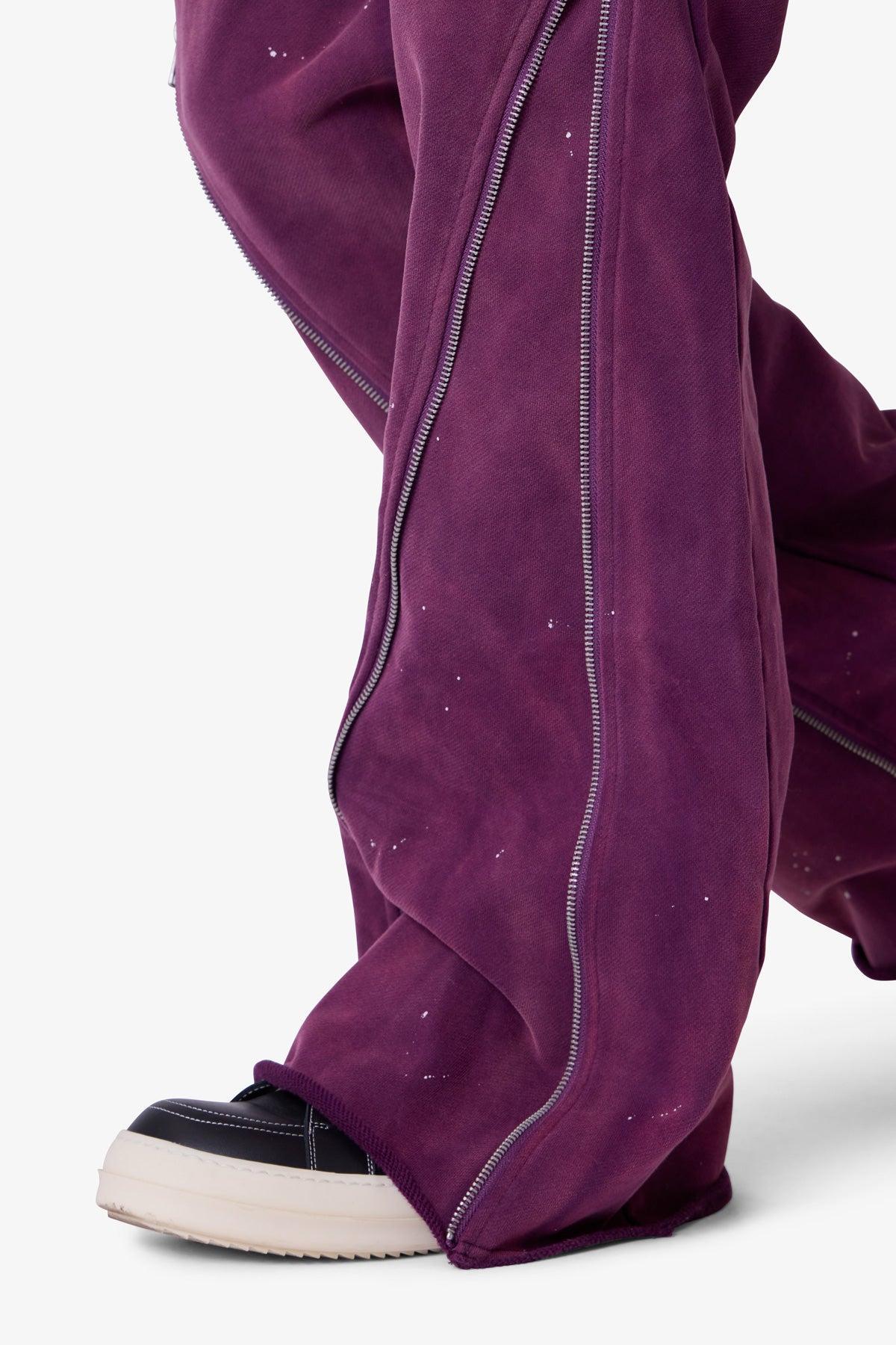 Zipper Flare Sweatpants - Purple Product Image
