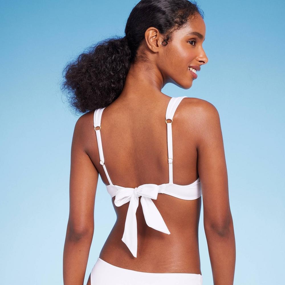 Womens Knot Detail Continuous Underwire Bikini Top - Shade & Shore White 32C Product Image