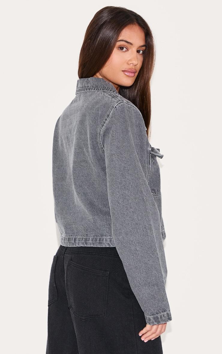 Grey Long Sleeve Denim Rugby Shirt Product Image
