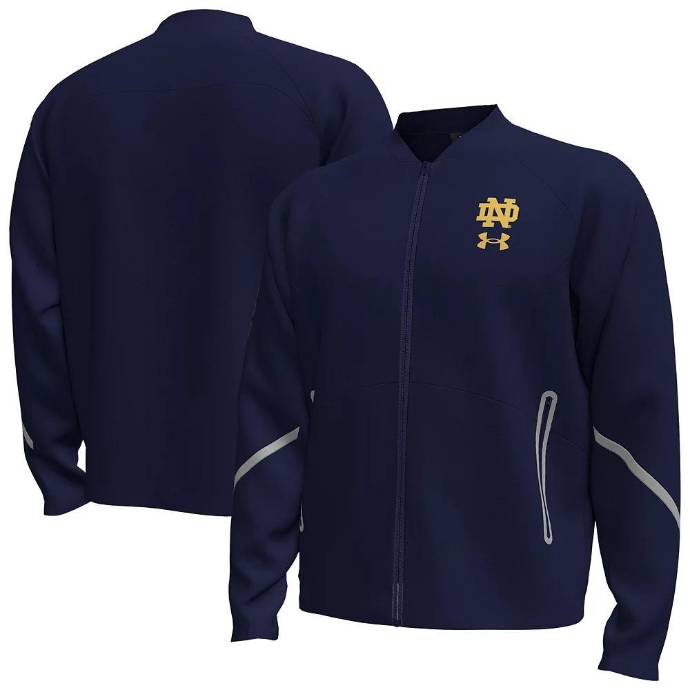 Men's Under Armour  Navy Notre Dame Fighting Irish Unstoppable Full-Zip Bomber Jacket, Size: Large, Blue Product Image