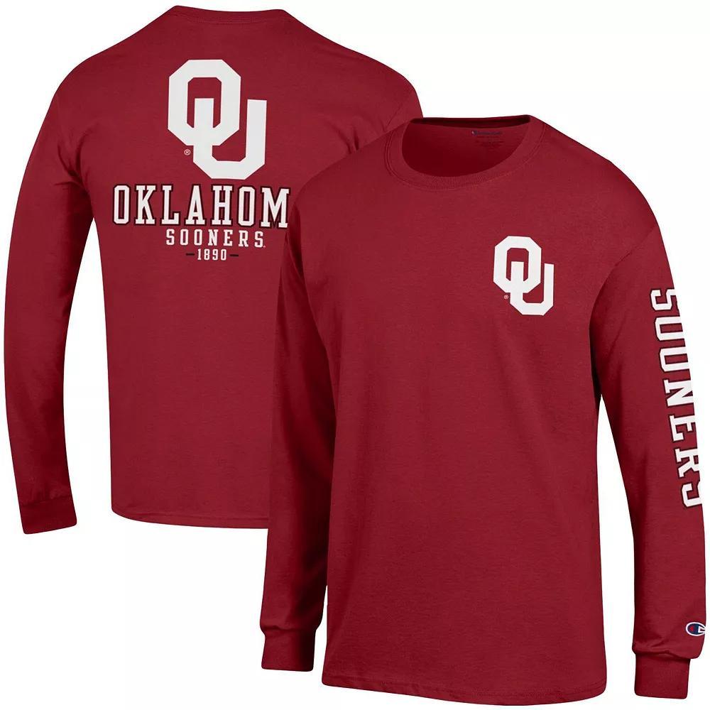 Men's Champion Crimson Oklahoma Sooners Team Stack Long Sleeve T-Shirt, Size: XL, Red Product Image