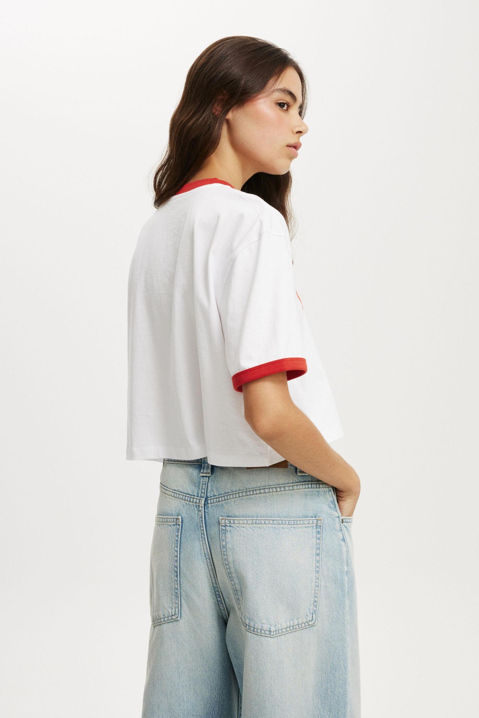 Cotton On Women - V Neck Boxy Crop Graphic Tee - Georges 72/white Product Image