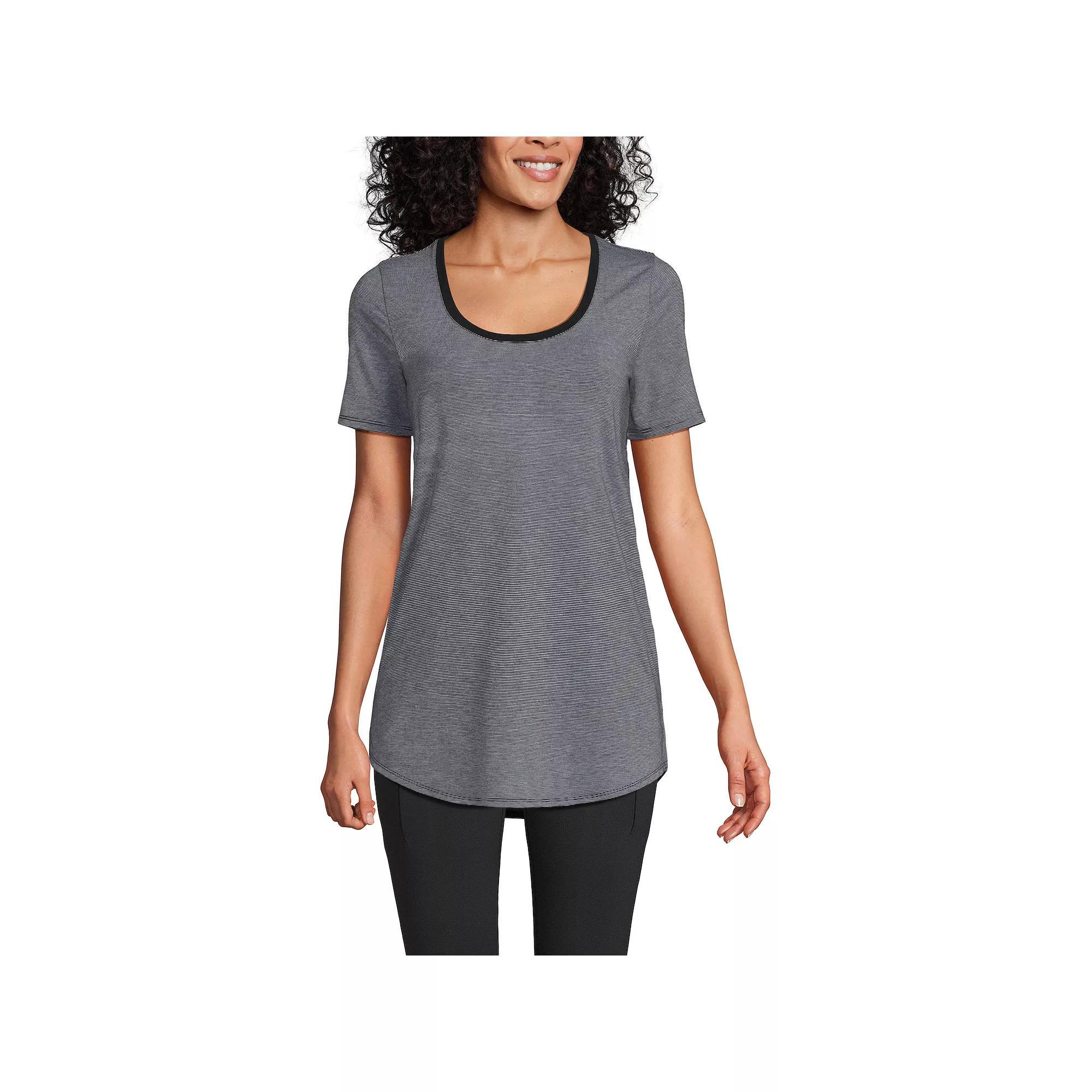 Petite Lands' End Short Sleeve Power Performance Tunic T-Shirt, Women's, Size: Small Petite, Julep Pinstripe Product Image
