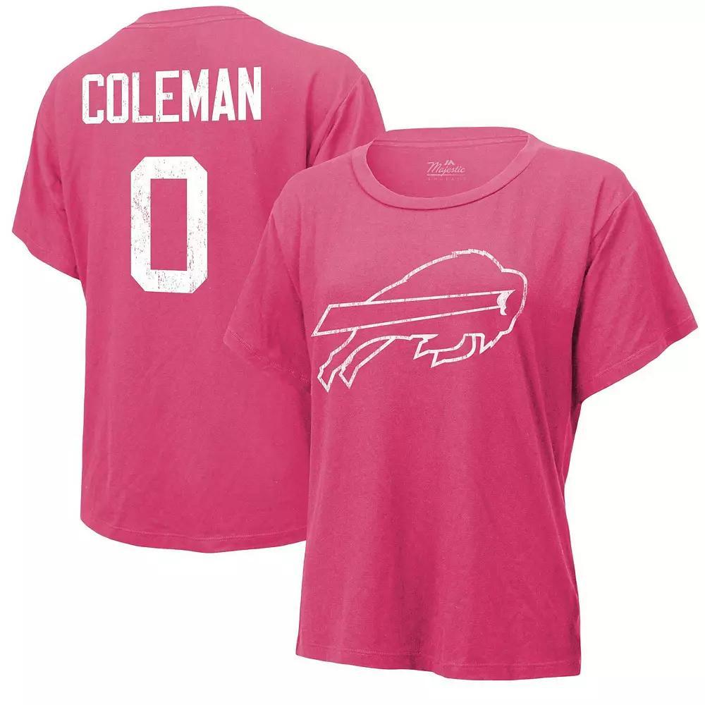 Women's Majestic Threads Keon Coleman Pink Buffalo Bills Name & Number T-Shirt, Size: Small Product Image