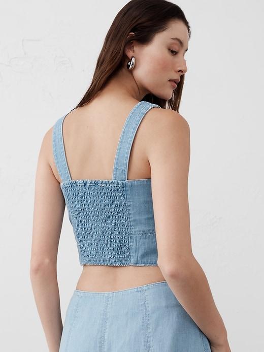 Seamed Square-Neck Denim Bustier Product Image