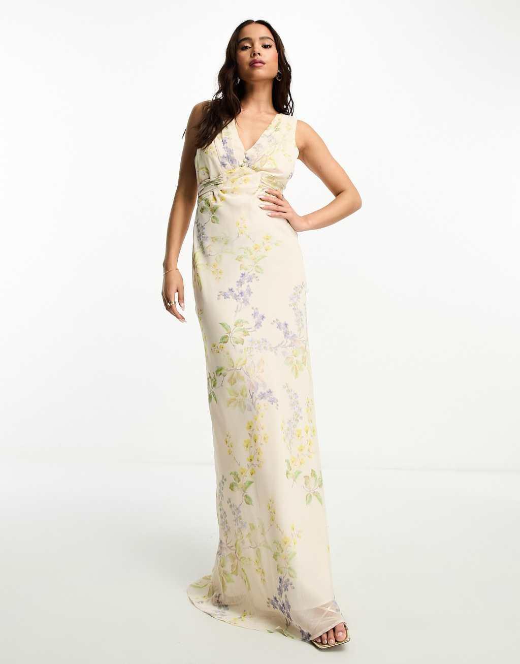 Hope & Ivy Bridesmaid tie back maxi dress Product Image