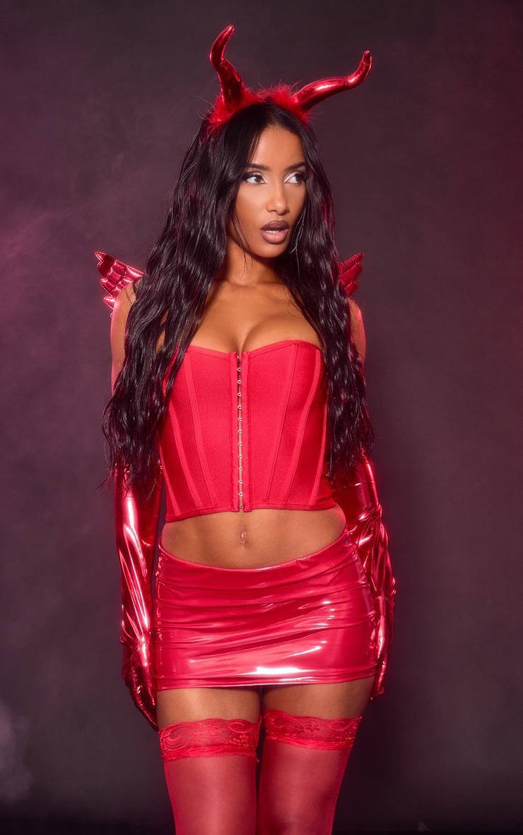 Red Micro Vinyl Mini Skirt Product Image
