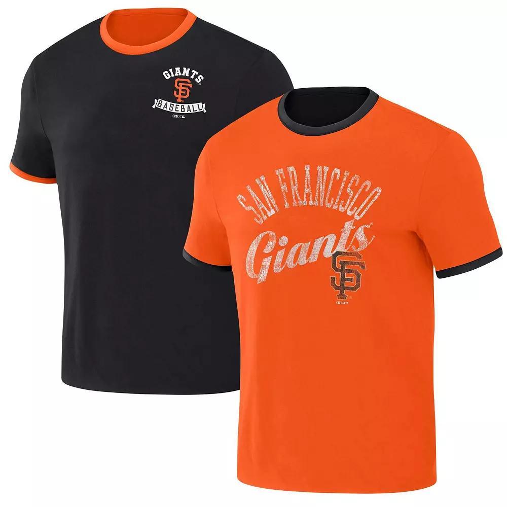 Men's Darius Rucker Collection by Fanatics Black/Orange San Francisco Giants Two-Way Ringer Reversible T-Shirt, Size: Small Product Image