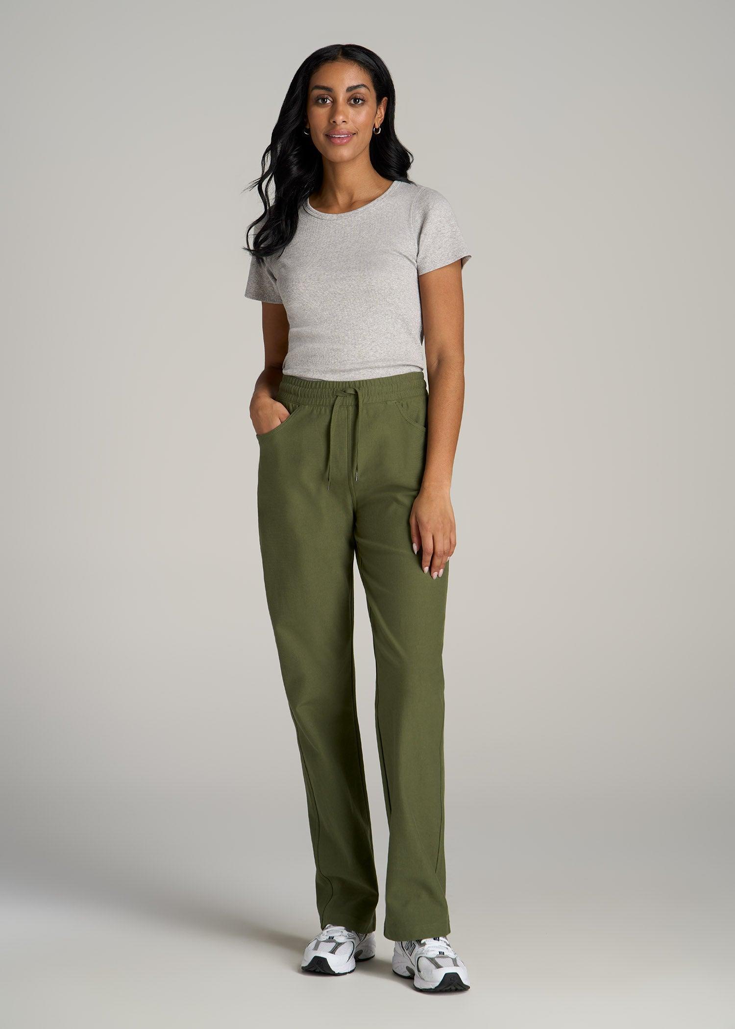 Pull-On Straight Leg Knit Pants for Tall Women in Stone Product Image