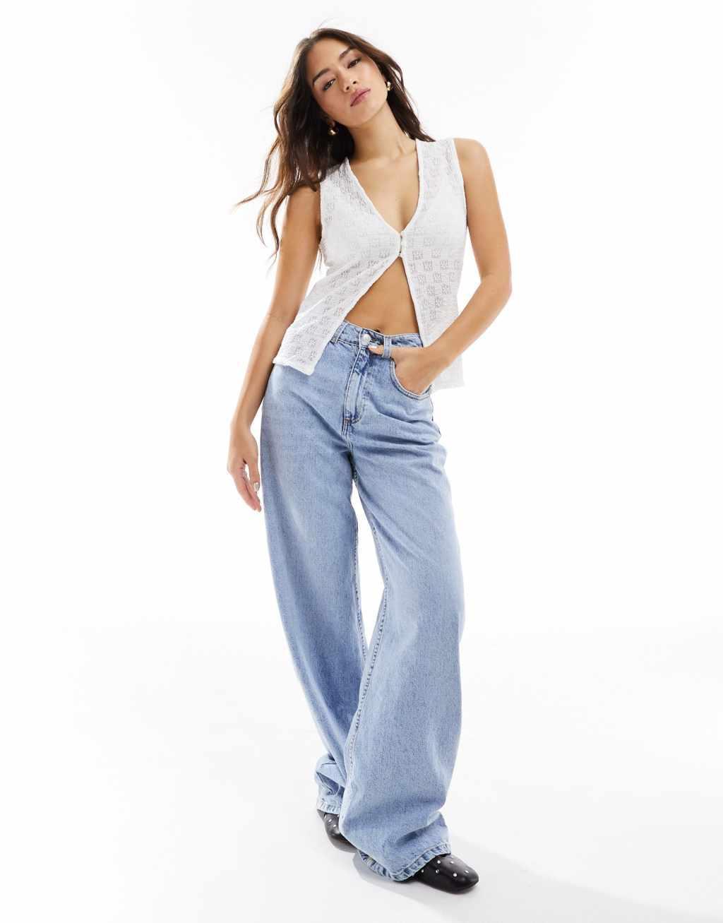 ASOS DESIGN lace split front cardigan Product Image
