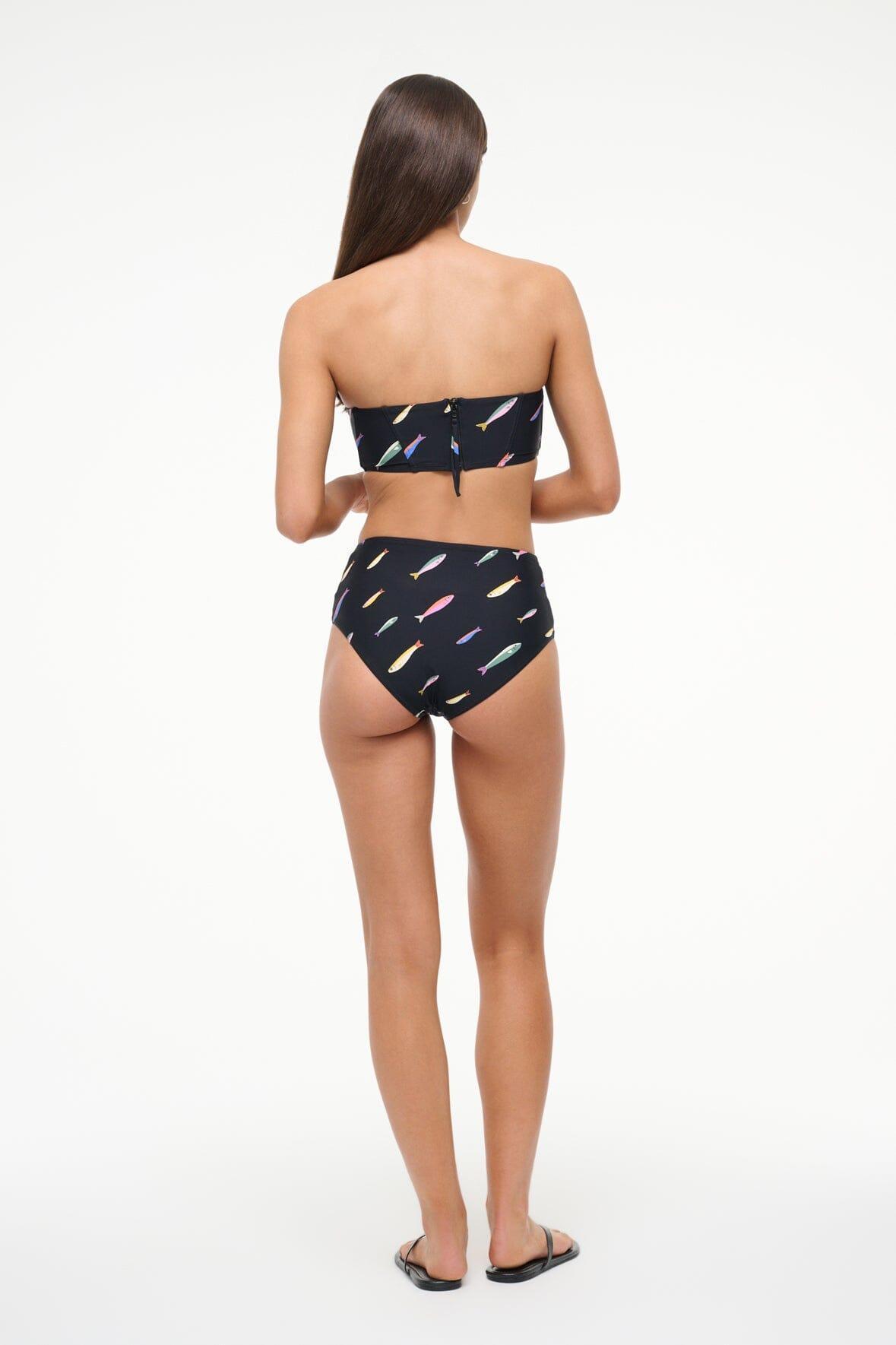 DEVON HIGH RISE BIKINI BOTTOM | POP SARDINES BLACK Product Image