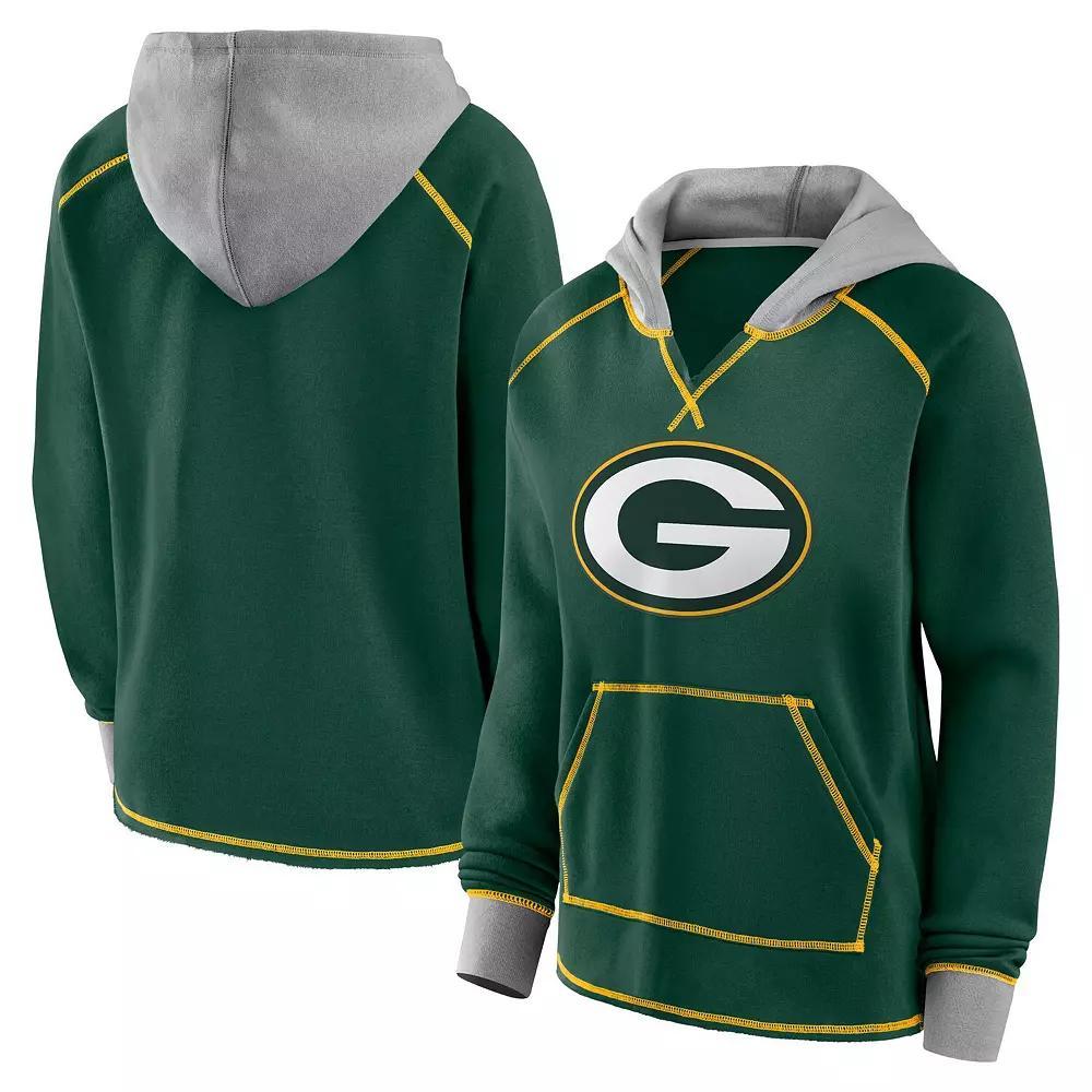 Womens Bay Packers Boom Fleece Pullover V-Neck Hoodie Product Image