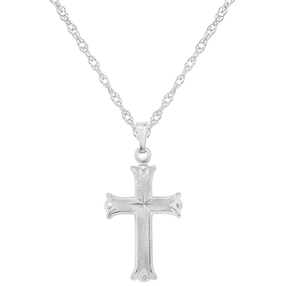 Sterling Silver Cross Pendant, Women's, Size: 18", 14k Gold Plated Product Image