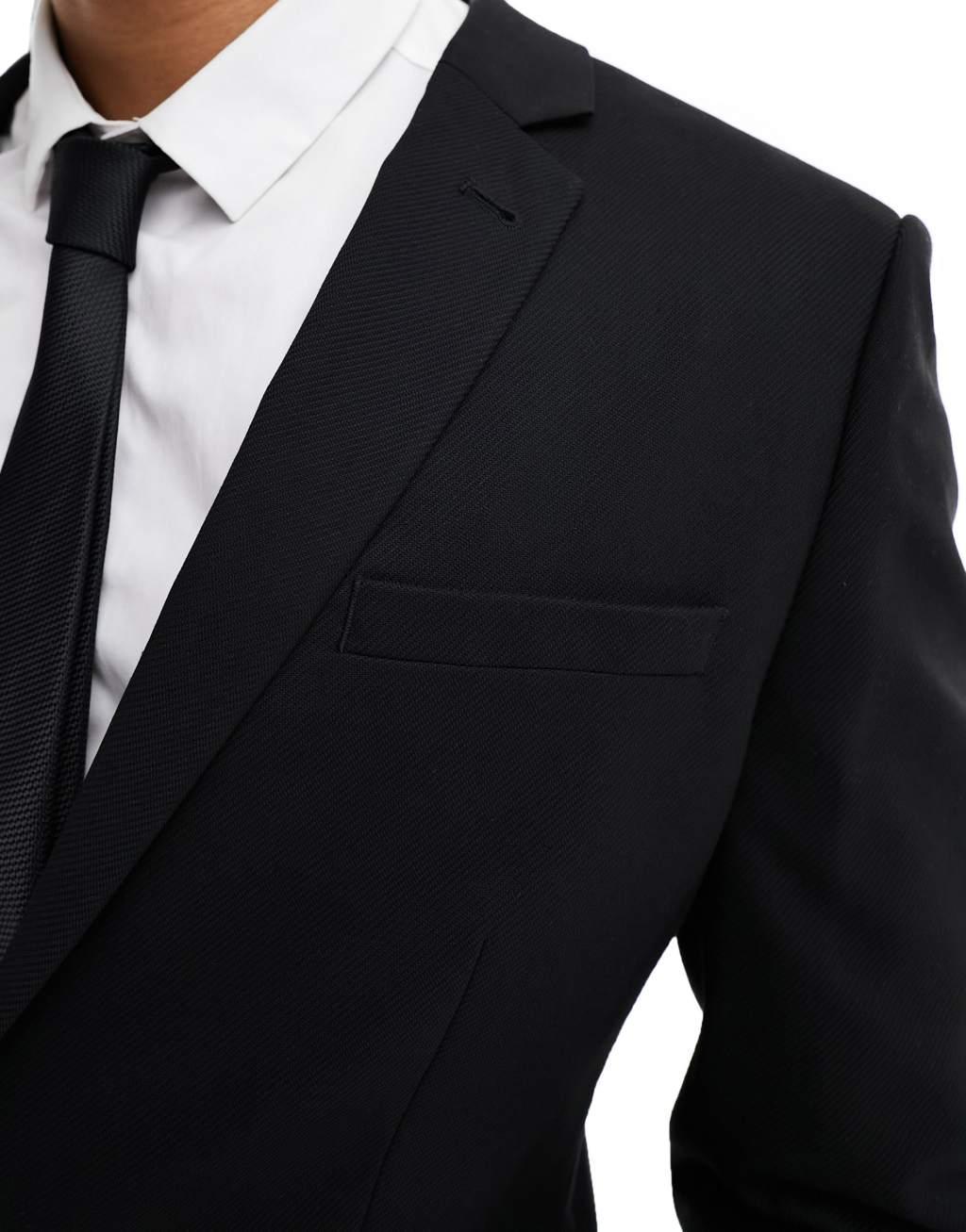 ASOS DESIGN skinny suit jacket in black twill Product Image
